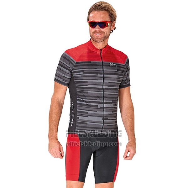 2017 Fietskleding Gore Bike Wear Power Stripes Grijs Korte Mouwen en Koersbroek